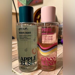 New, 2 PINK Victoria’s Secret Full-size Body Mists- Apple Rush & Coco Sands